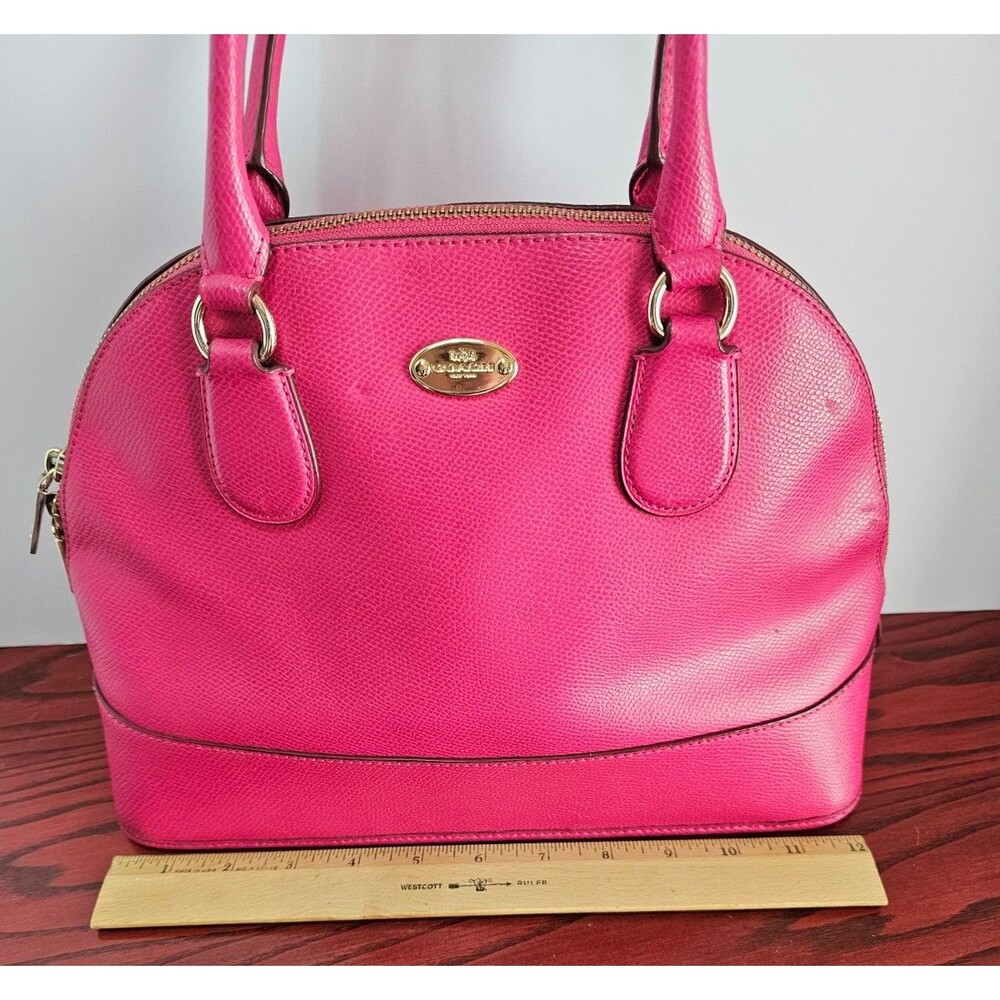 Coach Cora Dome Satchel Pink Crossgrain Leather Crossbody Gold Hardware - Picture 14 of 14
